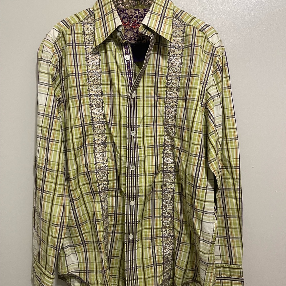 Robert Graham Green and Purple Plaid Shirt